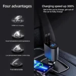 100w 4 IN 1 Retractable Car Charger - Image 3