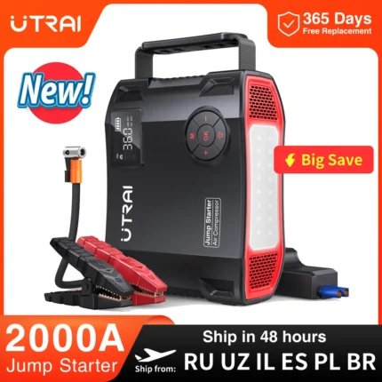 4 In 1 2000A Jump Starter Power Bank 16000mAh
