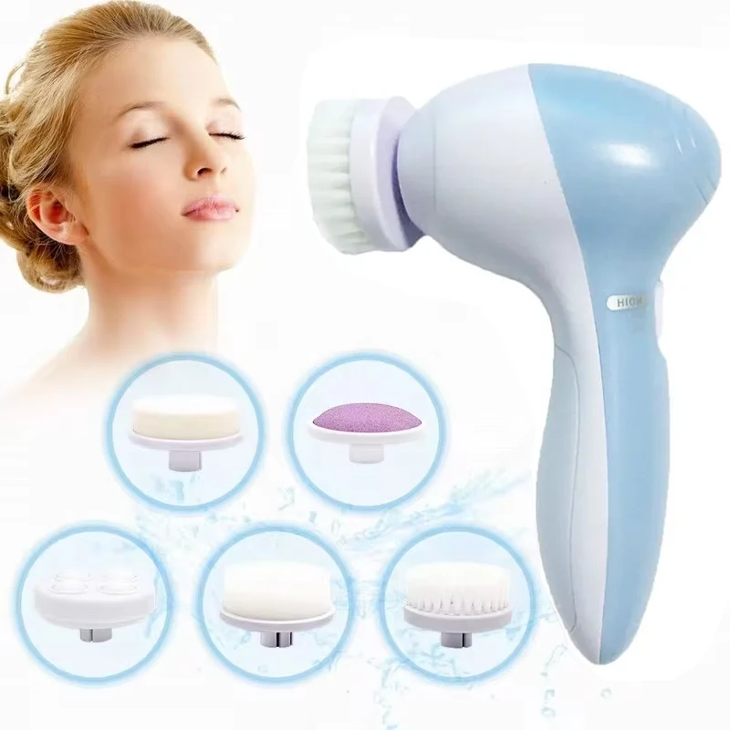 kf-S9b15358c3dd14d449d68f1a4763a27bdC Electric 5 IN 1 Electric Facial Cleaner Brush - Image 1